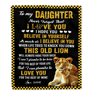 Personalized To My Daughter Blanket From Mom This Old Lion Love You Daughter Birthday Graduation Christmas Customized Fleece Blanket Blanket | Teecentury.com