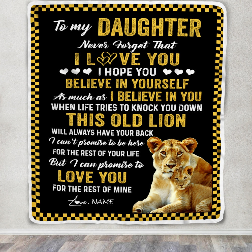 Personalized To My Daughter Blanket From Mom This Old Lion Love You Daughter Birthday Graduation Christmas Customized Fleece Blanket Blanket | Teecentury.com