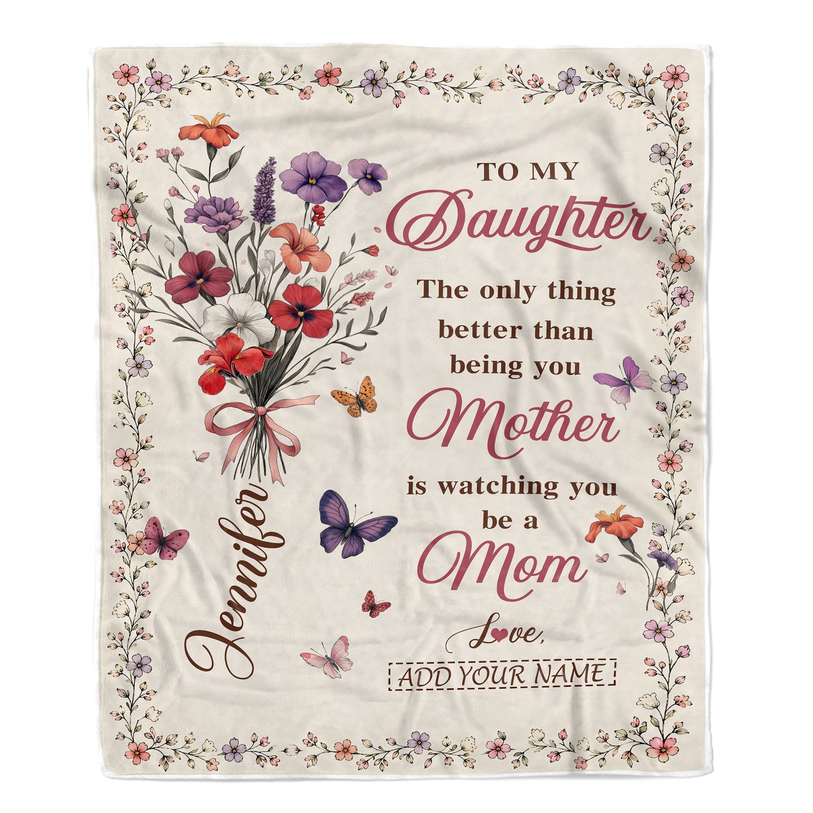 Personalized To My Daughter Blanket From Mom Watching You Be A Mom Custom Name Gift For Daughter New Mother'S Day Birthday Gifts Christmas Fleece Throw Blanket | teecentury