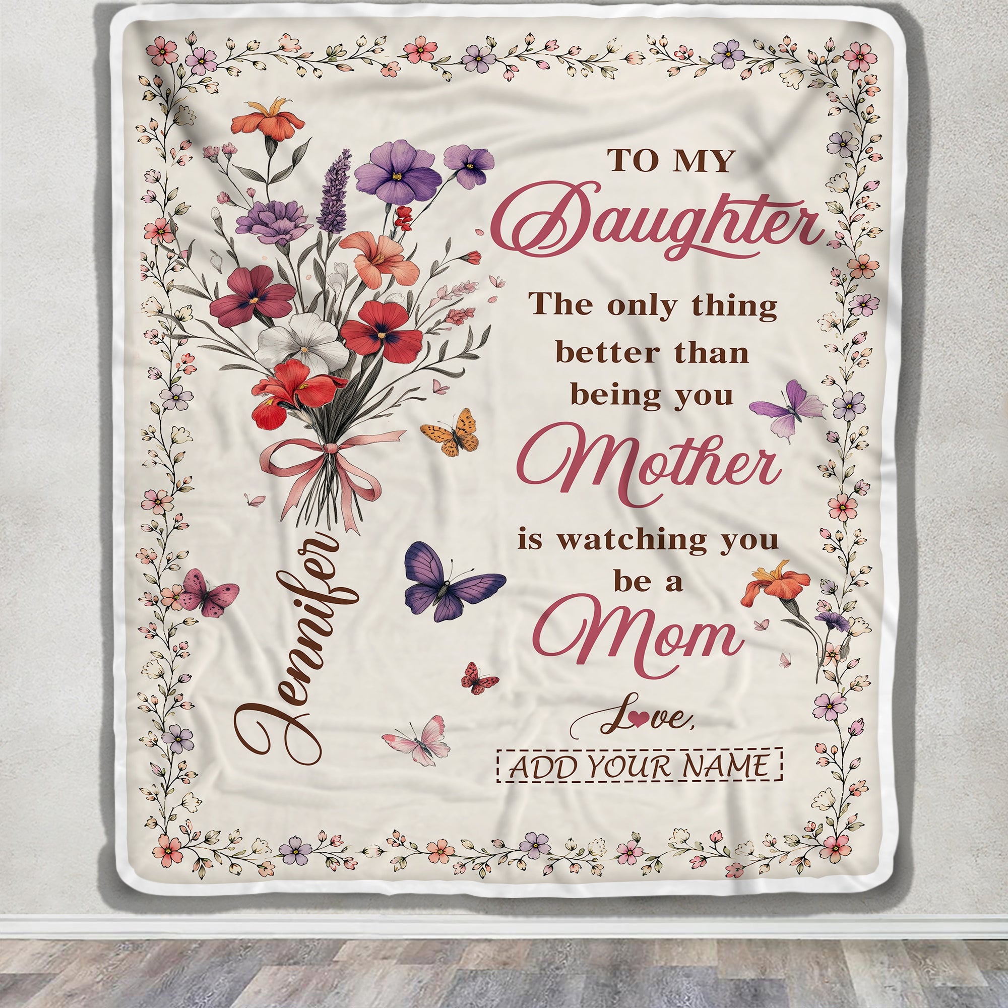 Personalized To My Daughter Blanket From Mom Watching You Be A Mom Custom Name Gift For Daughter New Mother'S Day Birthday Gifts Christmas Fleece Throw Blanket Shirt & Hoodie | teecentury