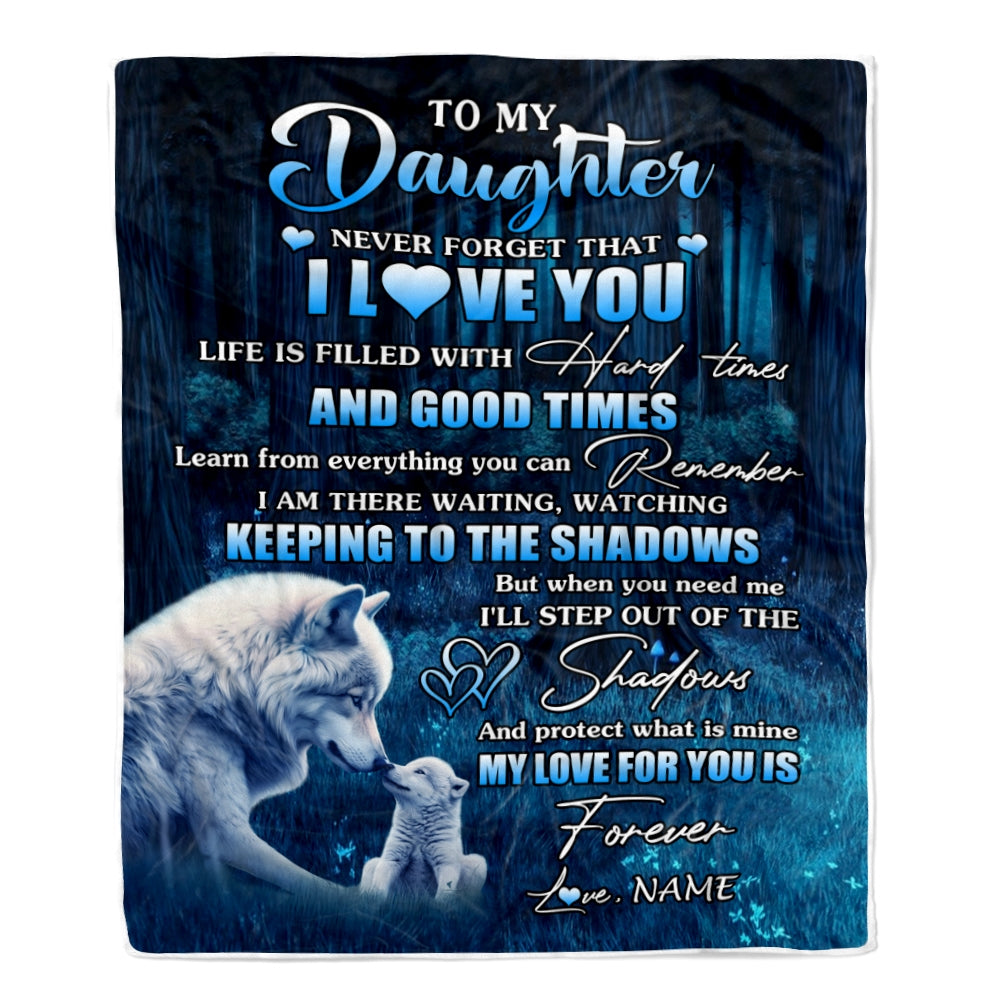 Personalized To My Daughter Blanket From Mom Wolf Never Forget That I Love You Moon Dark Forest Family Daughter Birthday Christmas Customized Fleece Blanket Blanket | Teecentury.com