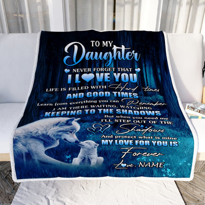 Personalized To My Daughter Blanket From Mom Wolf Never Forget That I Love You Moon Dark Forest Family Daughter Birthday Christmas Customized Fleece Blanket Blanket | Teecentury.com