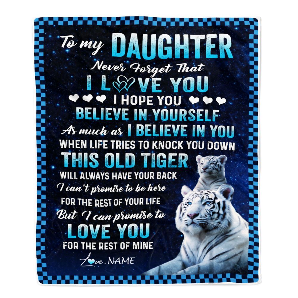 Personalized To My Daughter Blanket Gift From Mom Dad Mother This Old Tiger Love You Daughter Birthday Graduation Christmas Customized Fleece Blanket | teecentury