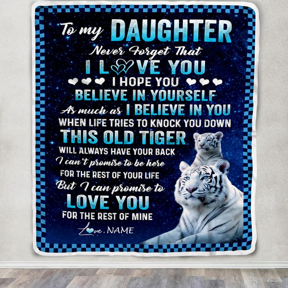 Personalized To My Daughter Blanket Gift From Mom Dad Mother This Old Tiger Love You Daughter Birthday Graduation Christmas Customized Fleece Blanket | teecentury