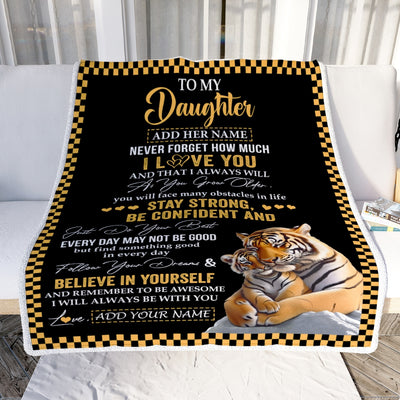 Personalized To My Daughter Blanket Tiger I Love You Forever From Mom Dad Daughter Birthday Gifts Christmas Thanksgiving Graduation Custom Fleece Blanket | teecentury