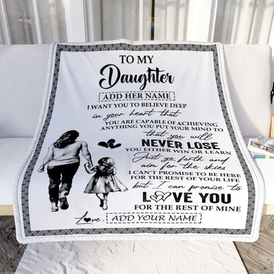 Personalized To My Daughter Blanket You Will Never Lose From Mom Mother Daughter Birthday Gifts Graduation Christmas Customized Fleece Throw Blanket | teecentury