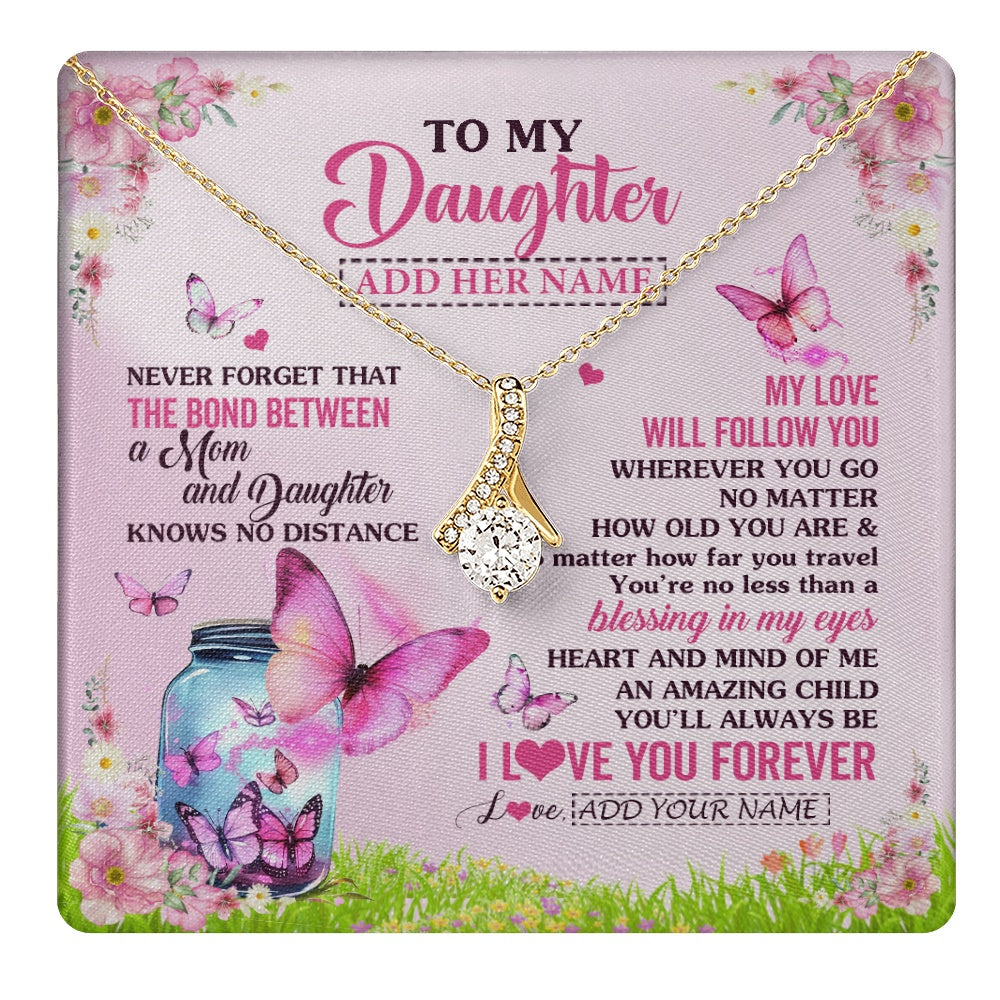 Alluring Beauty Necklace 18K Yellow Gold Finish | 1 | Personalized To My Daughter Butterfly Necklace From Mom Mother The Bond Between Daughter Birthday Gifts Graduation Christmas Jewelry Gift Box Message Card | https://teecentury.