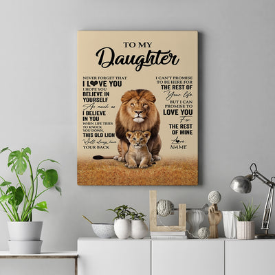 Personalized To My Daughter Canvas From Dad Father Lion Never Forget That I Love You Daughter Birthday Gifts Graduation Christmas Custom Wall Art Print Framed Canvas | teecentury