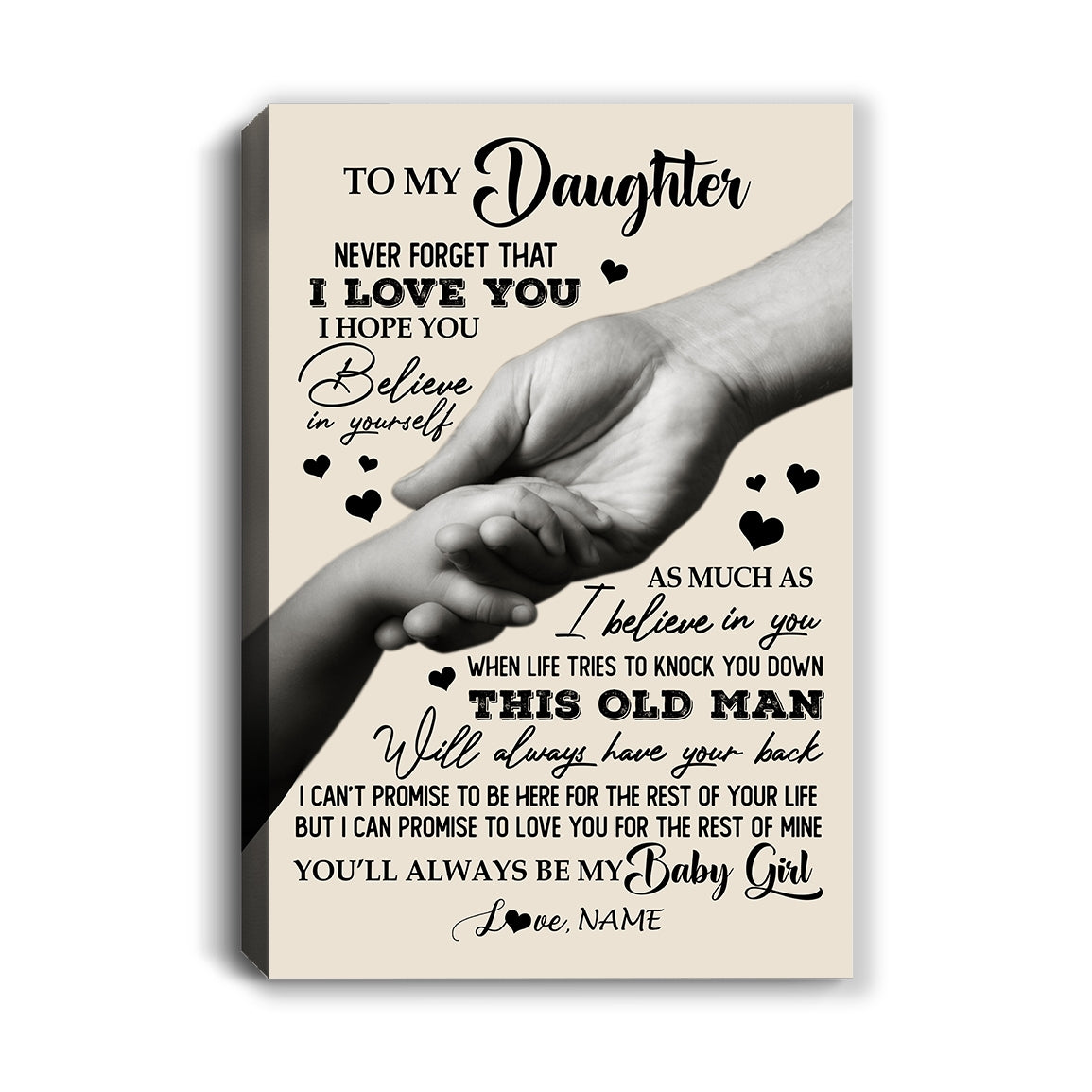 Personalized To My Daughter Canvas From Dad Father Never Forget That I Love You Daughter For Birthday Gifts Graduation Christmas Custom Wall Art Print Framed Canvas | teecentury