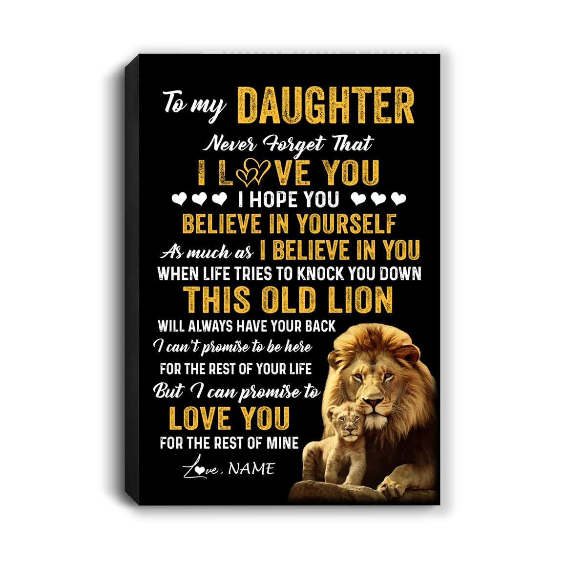 Personalized To My Daughter Canvas From Dad Father This Old Lion Love You Daughter Birthday Gifts Graduation Christmas Custom Wall Art Print Framed Canvas | teecentury