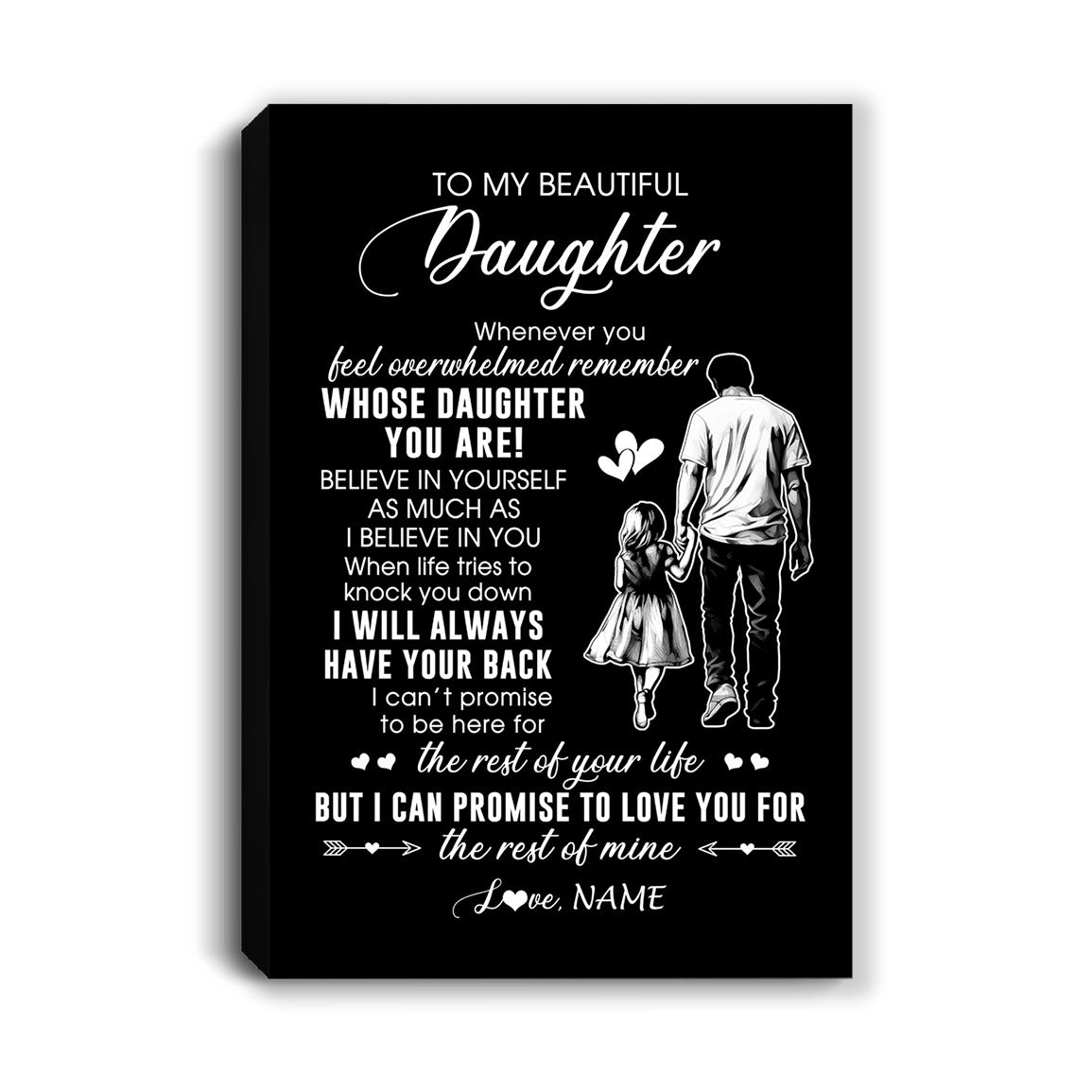 Personalized To My Daughter Canvas From Dad Father Whenever You Feel Overwhelmed Daughter Birthday Gifts Graduation Christmas Custom Wall Art Print Framed Canvas | teecentury