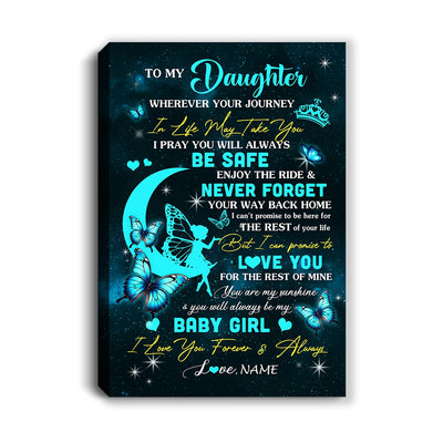 Personalized To My Daughter Canvas From Mom Dad Father Fairy Silhouette Fantasy Moon Daughter Birthday Gifts Graduation Christmas Custom Wall Art Print Framed Canvas | teecentury