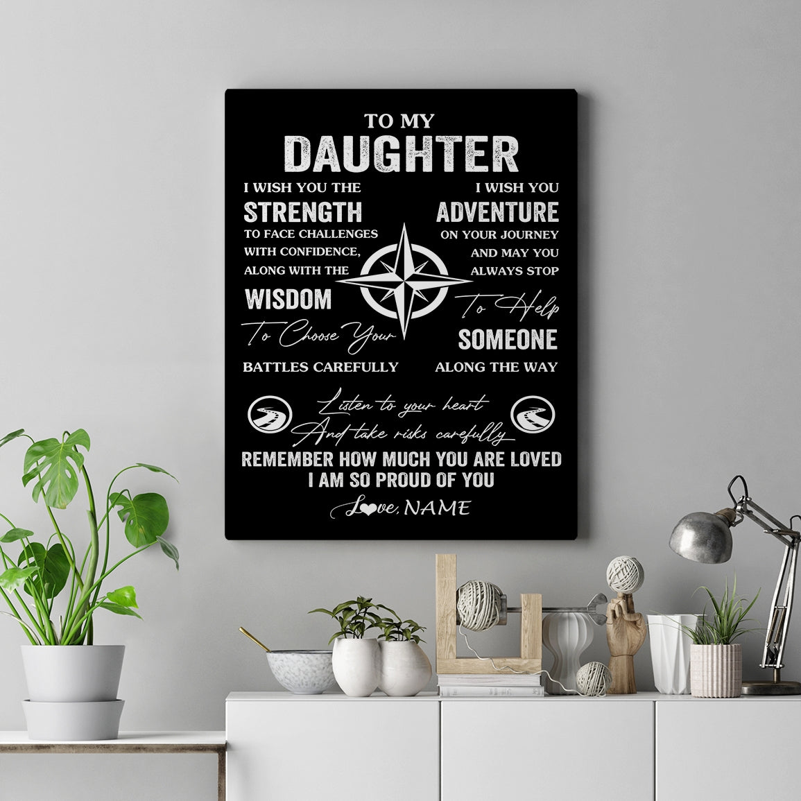 Personalized To My Daughter Canvas From Mom Dad Mother Father I Wish You The Strength Daughter Birthday Gifts Graduation Christmas Custom Wall Art Print Framed Canvas | teecentury