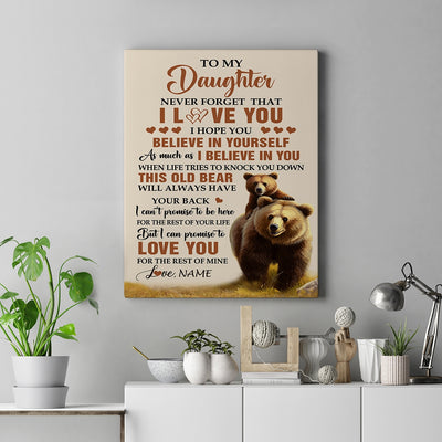 Personalized To My Daughter Canvas From Mom Dad Mother Father This Old Bear Love You Daughter Birthday Gifts Graduation Christmas Custom Wall Art Print Framed Canvas | teecentury