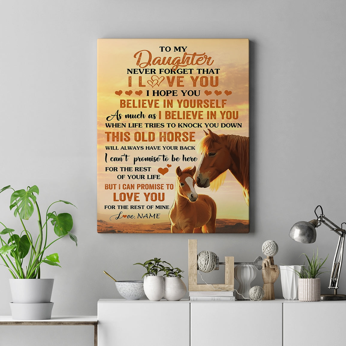 Personalized To My Daughter Canvas From Mom Dad Mother Father This Old Horse Love You Daughter Birthday Gifts Graduation Christmas Custom Wall Art Print Framed Canvas | teecentury