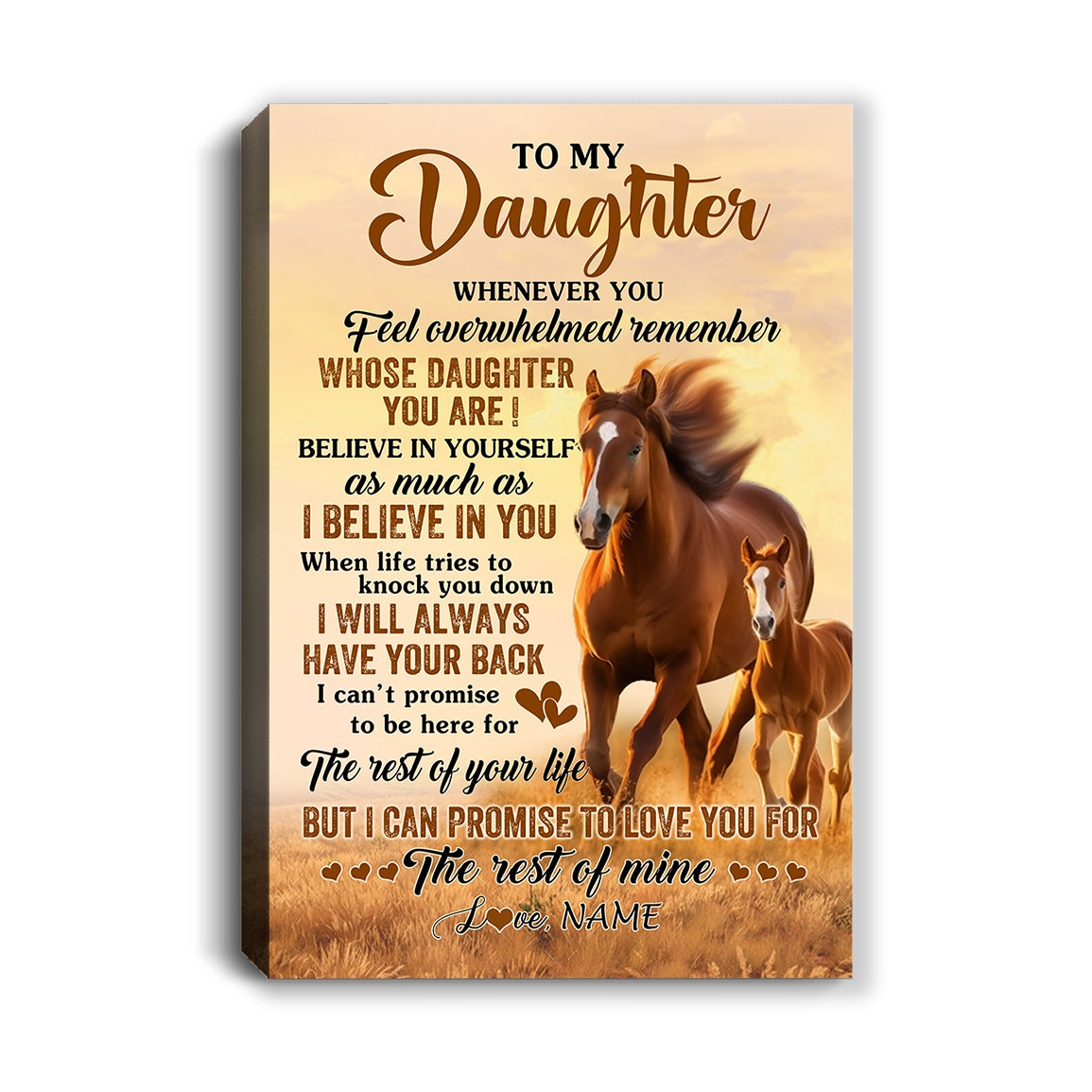 Personalized To My Daughter Canvas From Mom Dad Mother Father Whenever You Feel Horse Daughter Birthday Gifts Graduation Christmas Custom Wall Art Print Framed Canvas | teecentury