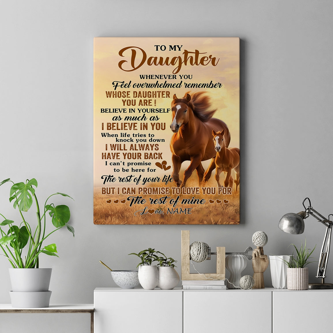 Personalized To My Daughter Canvas From Mom Dad Mother Father Whenever You Feel Horse Daughter Birthday Gifts Graduation Christmas Custom Wall Art Print Framed Canvas | teecentury