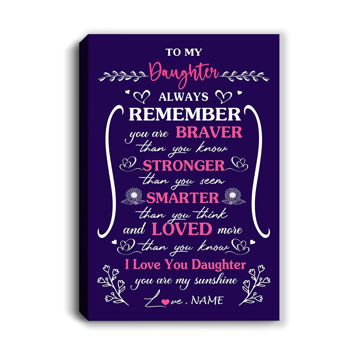 Personalized To My Daughter Canvas From Mom Dad Mother Purple I Love You Daughter Birthday Gifts Graduation Christmas Custom Wall Art Print Framed Canvas | teecentury