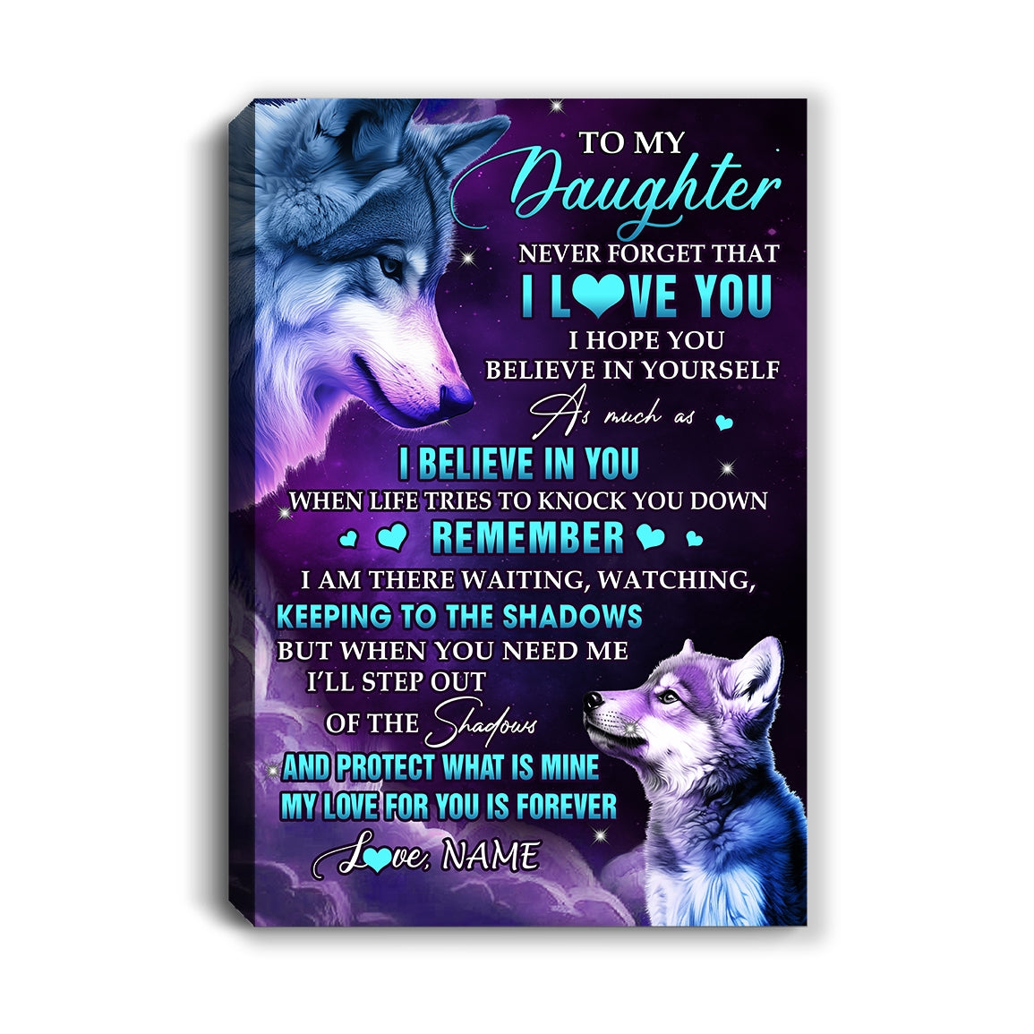 Personalized To My Daughter Canvas From Mom Dad Mother Wolf Moon My Love For You Is Forever Daughter Birthday Gifts Christmas Custom Wall Art Print Framed Canvas | teecentury