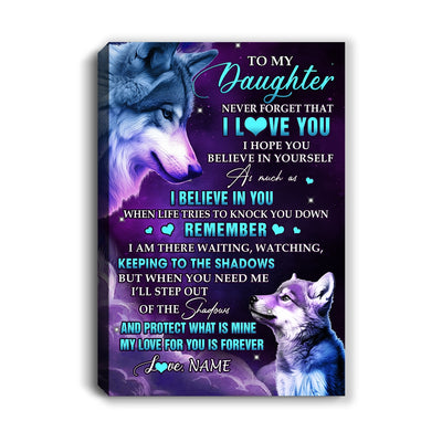 Personalized To My Daughter Canvas From Mom Dad Mother Wolf Moon My Love For You Is Forever Daughter Birthday Gifts Christmas Custom Wall Art Print Framed Canvas | teecentury