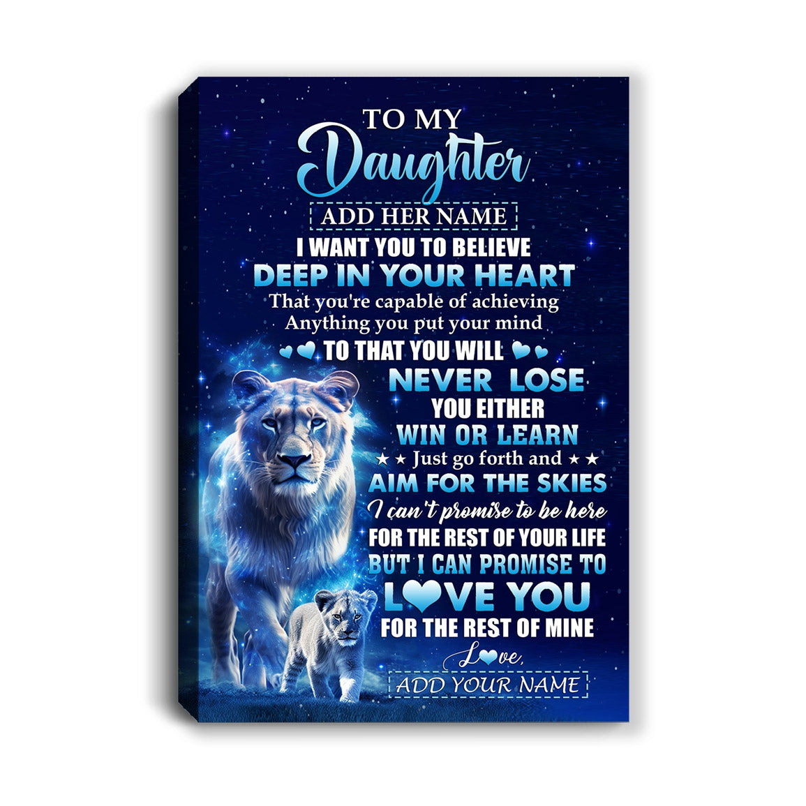 Personalized To My Daughter Canvas From Mom Mother Believe Your Heart Daughter Gift Birthday Graduation Christmas Custom Wall Art Print Framed Canvas | teecentury