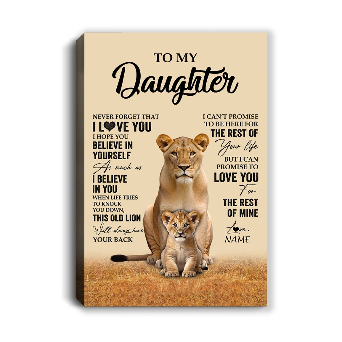 Personalized To My Daughter Canvas From Mom Mother Lion Never Forget That I Love You Daughter Birthday Gifts Graduation Christmas Custom Wall Art Print Framed Canvas | teecentury