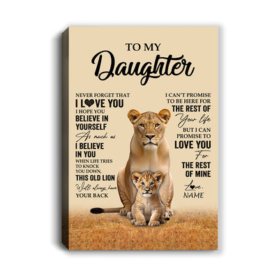 Personalized To My Daughter Canvas From Mom Mother Lion Never Forget That I Love You Daughter Birthday Gifts Graduation Christmas Custom Wall Art Print Framed Canvas | teecentury