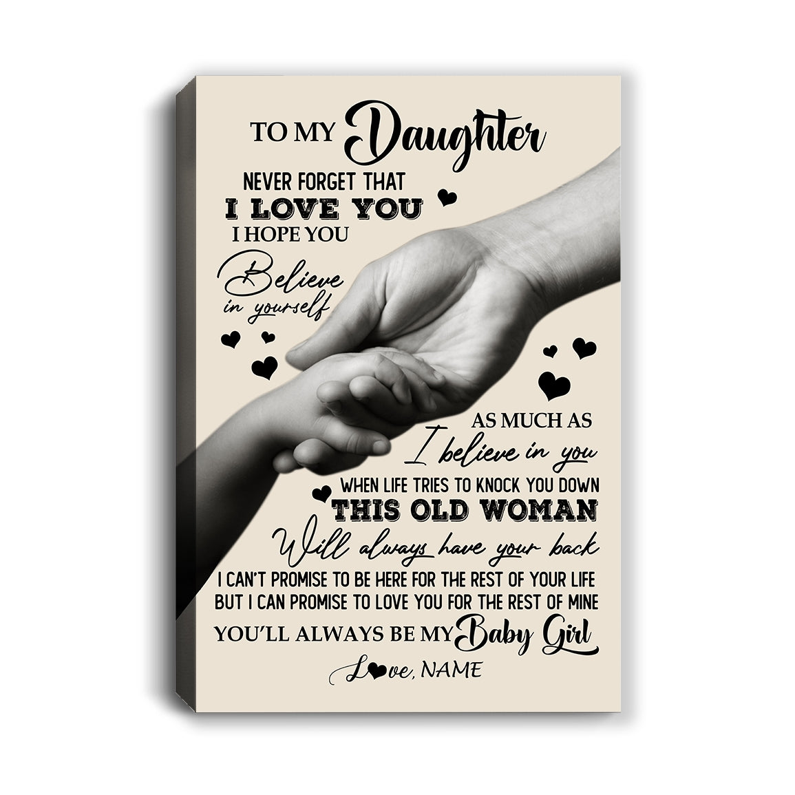 Personalized To My Daughter Canvas From Mom Mother Never Forget That I Love You Daughter For Birthday Gifts Graduation Christmas Custom Wall Art Print Framed Canvas | teecentury