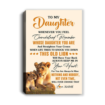 Personalized To My Daughter Canvas From Mom Mother Whenever You Fell Overwhelmed Lion Daughter Birthday Gifts Graduation Christmas Customized Fleece Canvas | teecentury