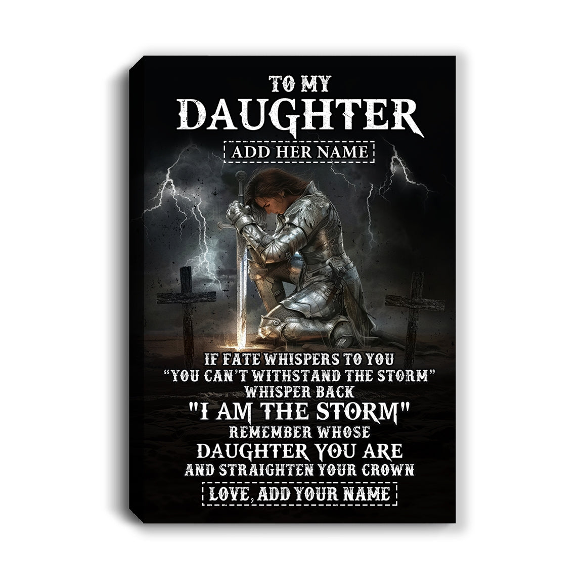 Personalized To My Daughter Canvas Women Warrior Knights Templar I Am The Storm Best Daughter Birthday Gifts Graduation Christmas Custom Wall Art Print Framed Canvas | teecentury