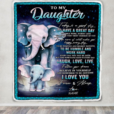 Personalized To My Daughter Elephant Blanket From Mom Dad Every Day Laugh Love Live Daughter Birthday Gifts Graduation Christmas Customized Fleece Blanket | teecentury