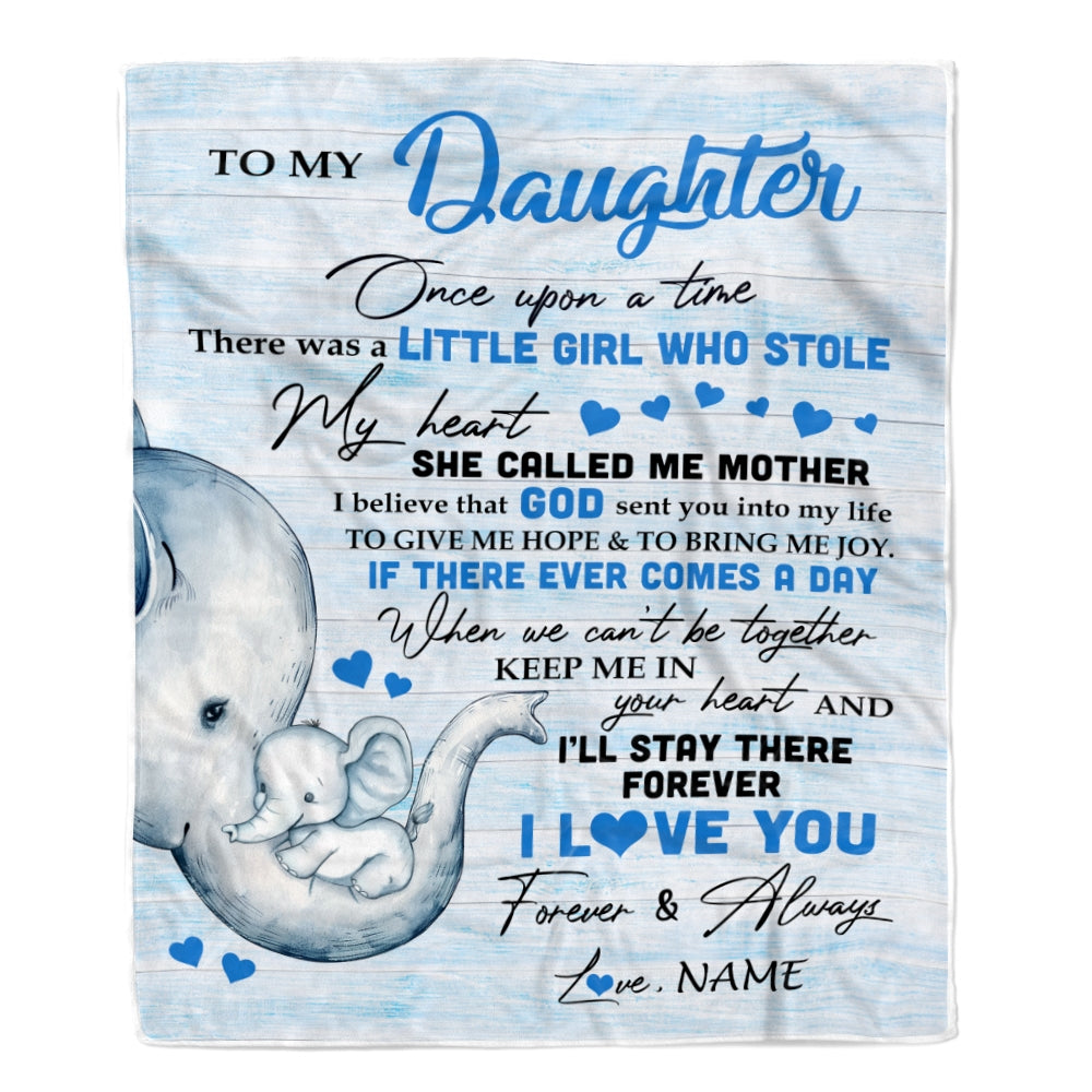Personalized To My Daughter Elephant Blanket From Mom Mother I'll Stay There Forever Daughter Birthday Christmas Customized Bed Quilt Fleece Throw Blanket | teecentury