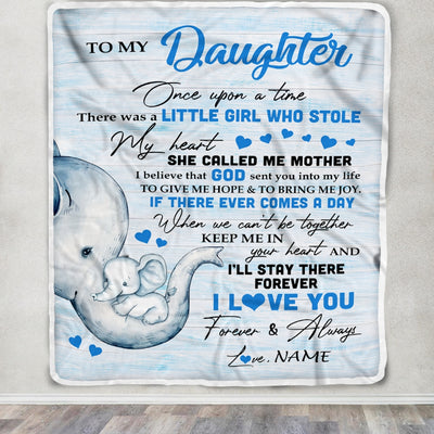 Personalized To My Daughter Elephant Blanket From Mom Mother I'll Stay There Forever Daughter Birthday Christmas Customized Bed Quilt Fleece Throw Blanket | teecentury