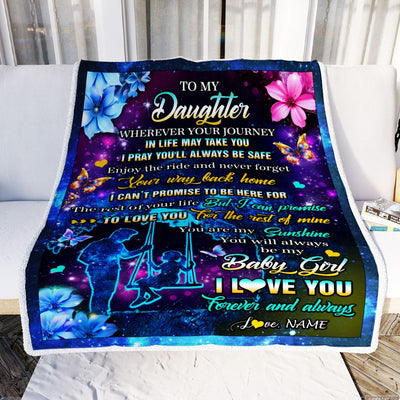 Personalized To My Daughter From Dad Blanket Flower Wherever Your Journey Daughter Birthday Gifts Graduation Thanksgiving Christmas Customized Fleece Blanket | teecentury