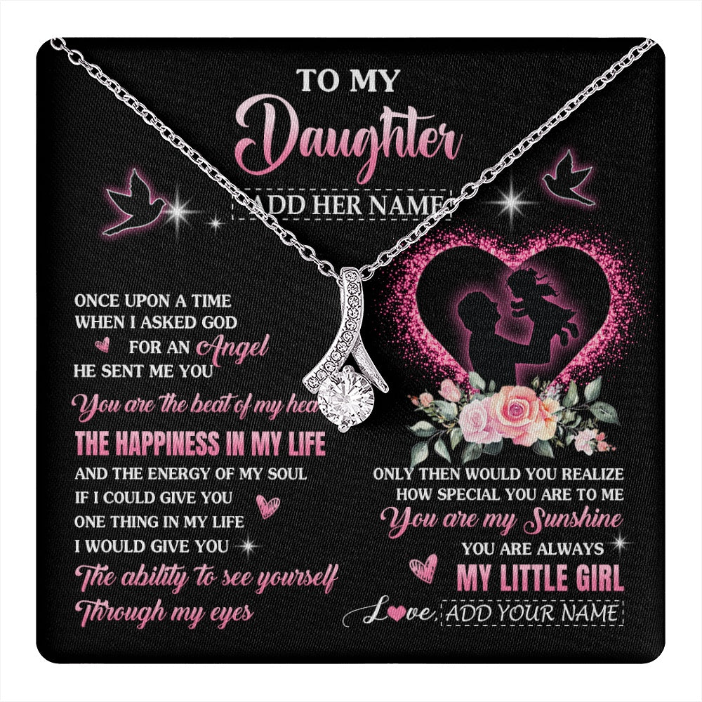 Alluring Beauty Necklace 14K White Gold Finish | 1 | Personalized To My Daughter From Dad Father Necklace Once Upon A Time Birthday Graduation Gifts For Daughter Gifts Christmas Customized Gift Box Message Card | teecentury.myshopify