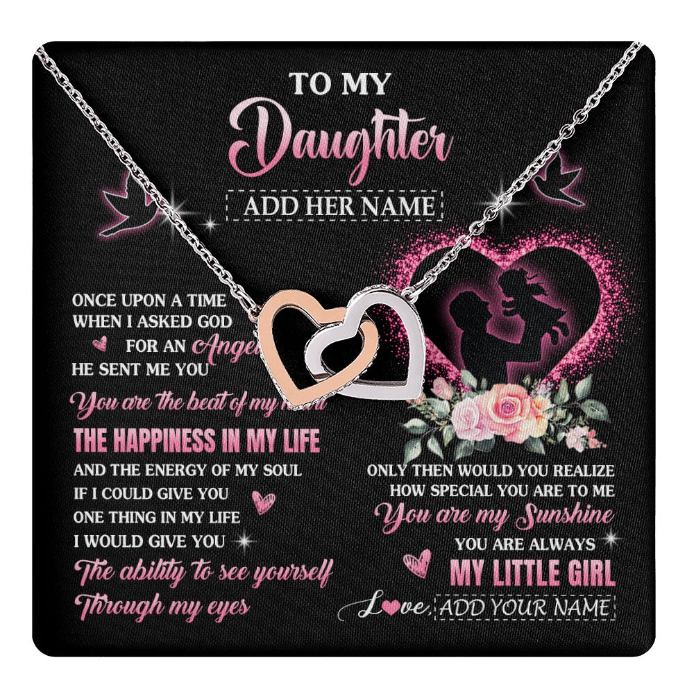 Interlocking Hearts Necklace Stainless Steel & Rose Gold Finish | 1 | Personalized To My Daughter From Dad Father Necklace Once Upon A Time Birthday Graduation Gifts For Daughter Gifts Christmas Customized Gift Box Message Card | teecentury.myshopify