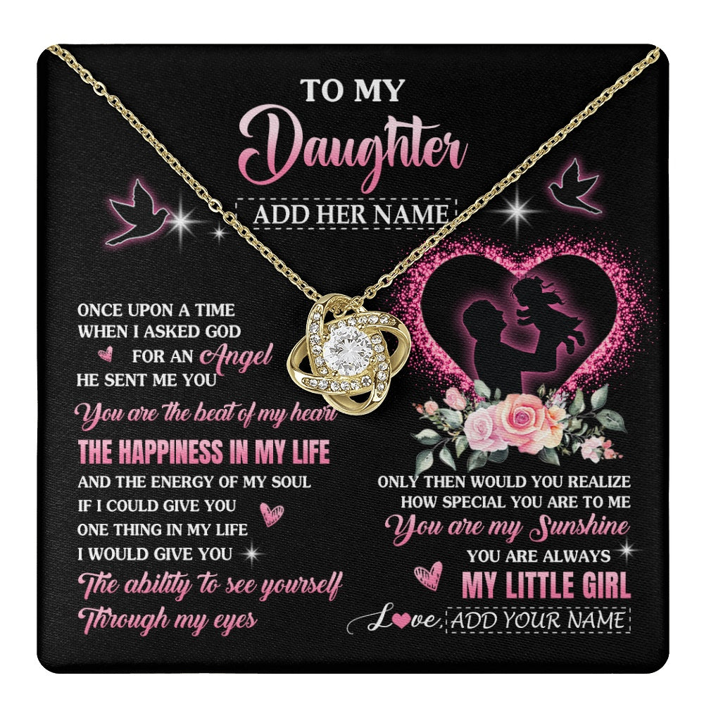 Love Knot Necklace 18K Yellow Gold Finish | 1 | Personalized To My Daughter From Dad Father Necklace Once Upon A Time Birthday Graduation Gifts For Daughter Gifts Christmas Customized Gift Box Message Card | teecentury.myshopify