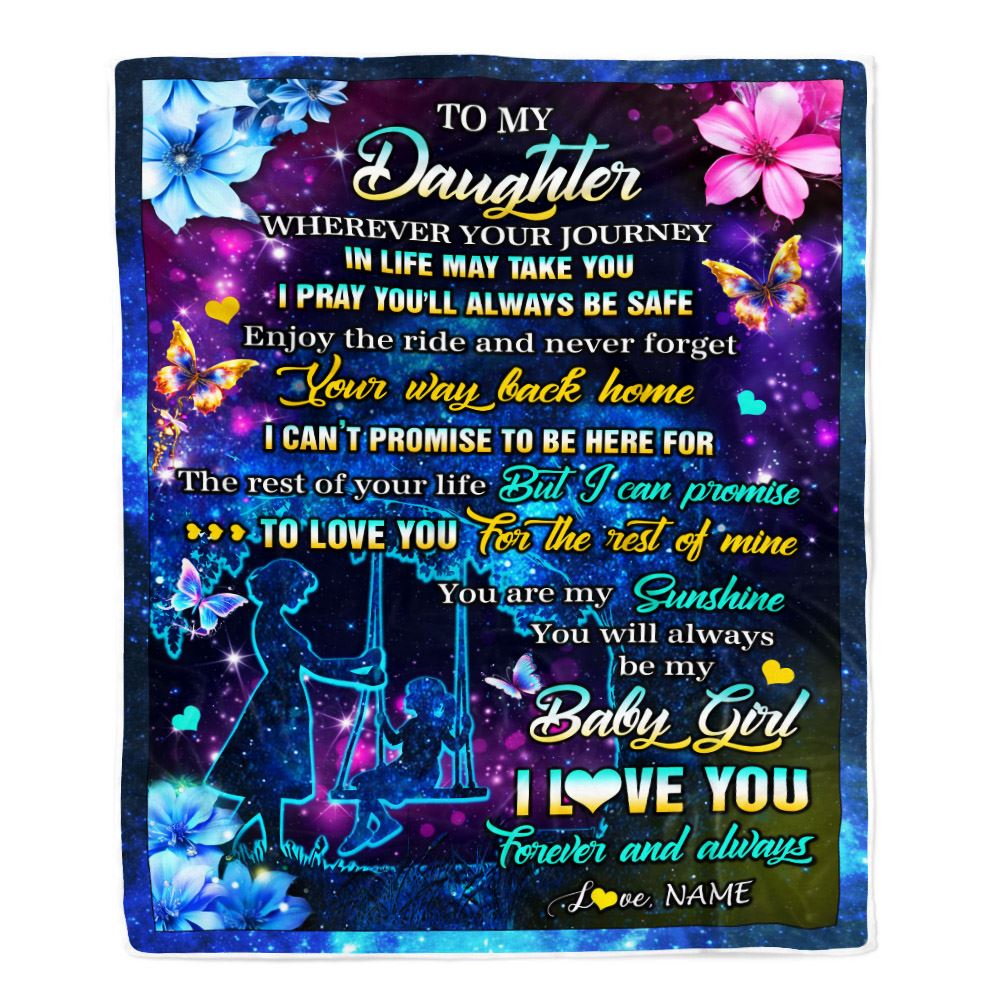 Personalized To My Daughter From Mom Blanket Flower Wherever Your Journey Daughter Birthday Gifts Graduation Thanksgiving Christmas Customized Fleece Blanket | teecentury