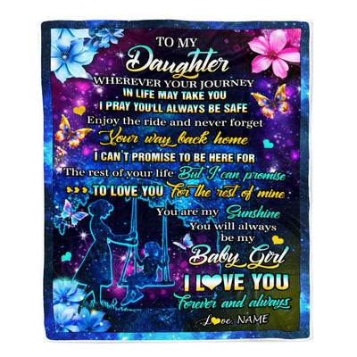 Personalized To My Daughter From Mom Blanket Flower Wherever Your Journey Daughter Birthday Gifts Graduation Thanksgiving Christmas Customized Fleece Blanket | teecentury