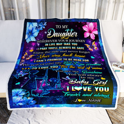 Personalized To My Daughter From Mom Blanket Flower Wherever Your Journey Daughter Birthday Gifts Graduation Thanksgiving Christmas Customized Fleece Blanket | teecentury