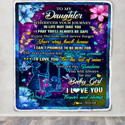 Personalized To My Daughter From Mom Blanket Flower Wherever Your Journey Daughter Birthday Gifts Graduation Thanksgiving Christmas Customized Fleece Blanket | teecentury