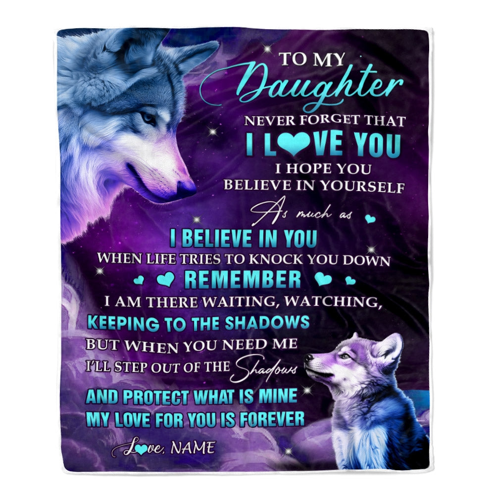 Personalized To My Daughter From Mom Dad Blanket Wolf Moon My Love For You Is Forever Daughter Birthday Christmas Customized Fleece Blanket Blanket | Teecentury.com