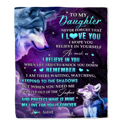 Personalized To My Daughter From Mom Dad Blanket Wolf Moon My Love For You Is Forever Daughter Birthday Christmas Customized Fleece Blanket Blanket | Teecentury.com