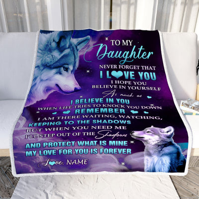 Personalized To My Daughter From Mom Dad Blanket Wolf Moon My Love For You Is Forever Daughter Birthday Christmas Customized Fleece Blanket Blanket | Teecentury.com