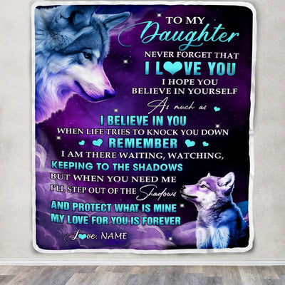 Personalized To My Daughter From Mom Dad Blanket Wolf Moon My Love For You Is Forever Daughter Birthday Christmas Customized Fleece Blanket Blanket | Teecentury.com