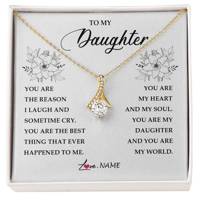 Alluring Beauty Necklace 18K Yellow Gold Finish | Personalized To My Daughter From Mom Dad You Are My Heart My And My Sould Daughter Jewelry Birthday Graduation Christmas Customized Gift Box Message Card | teecentury