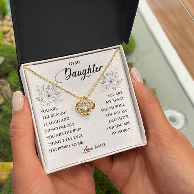 Love Knot Necklace 18K Yellow Gold Finish | Personalized To My Daughter From Mom Dad You Are My Heart My And My Sould Daughter Jewelry Birthday Graduation Christmas Customized Gift Box Message Card | teecentury
