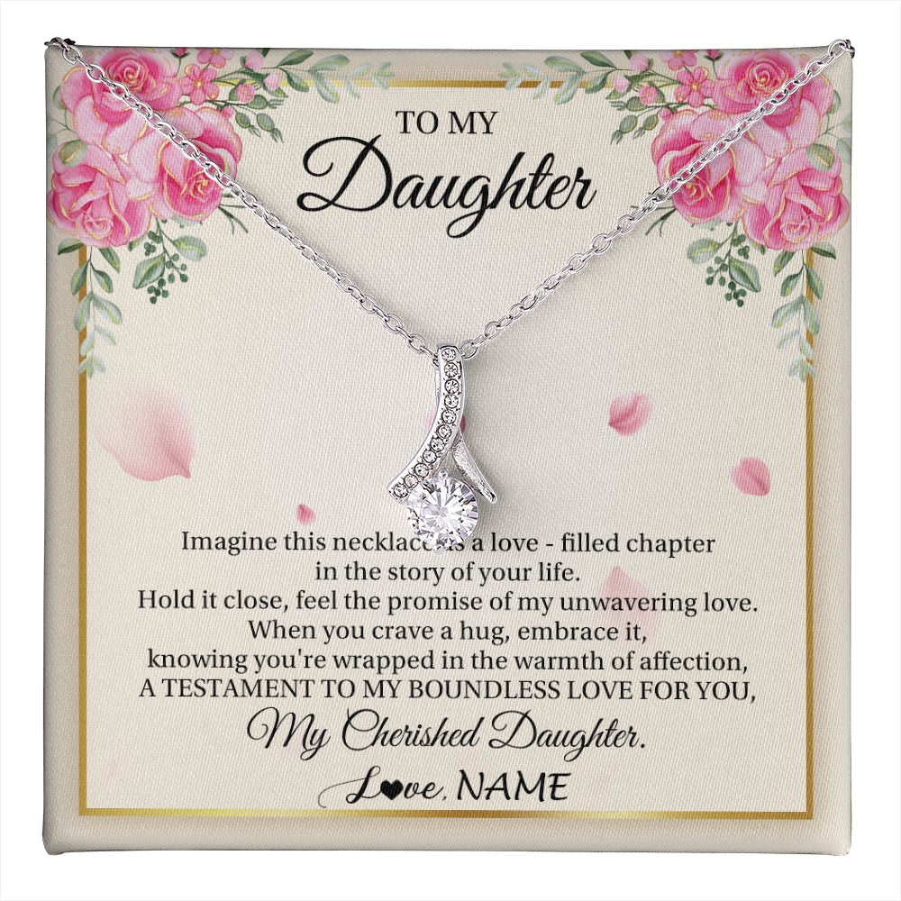 Alluring Beauty Necklace 14K White Gold Finish | 1 | Personalized To My Daughter From Mom Imagine This Necklace As A Love Daughter Birthday Jewelry Graduation Christmas Customized Gift Box Message Card | teecentury