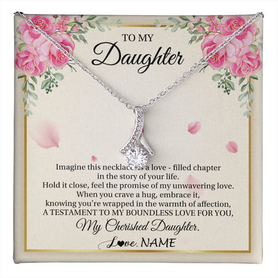 Alluring Beauty Necklace 14K White Gold Finish | 1 | Personalized To My Daughter From Mom Imagine This Necklace As A Love Daughter Birthday Jewelry Graduation Christmas Customized Gift Box Message Card | teecentury