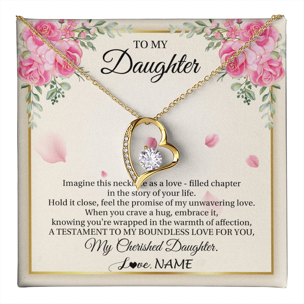 Forever Love Necklace 18K Yellow Gold Finish | 1 | Personalized To My Daughter From Mom Imagine This Necklace As A Love Daughter Birthday Jewelry Graduation Christmas Customized Gift Box Message Card | teecentury